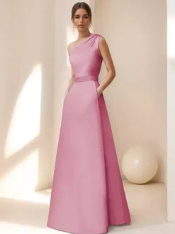 Robe de mariée pour mère de la mariée décolleté sans manches ligne A ceinture longueur au sol robes d'invitées pour mariage