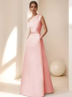 Robe de mariée pour mère de la mariée décolleté sans manches ligne A ceinture longueur au sol robes d'invitées pour mariage