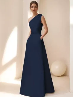 Robe de mariée pour mère de la mariée décolleté sans manches ligne A ceinture longueur au sol robes d'invitées pour mariage