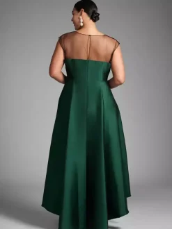 Robe de mariée pour mère de la mariée décolleté illusion sans manches coupe A plissée robes d'invitées de mariage
