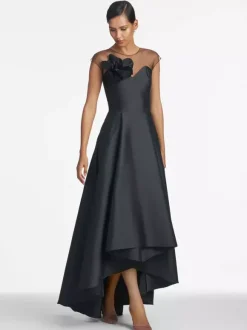Robe de mariée pour mère de la mariée décolleté illusion sans manches coupe A plissée robes d'invitées de mariage