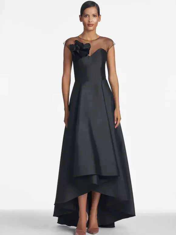 Robe de mariée pour mère de la mariée décolleté illusion sans manches coupe A plissée robes d'invitées de mariage
