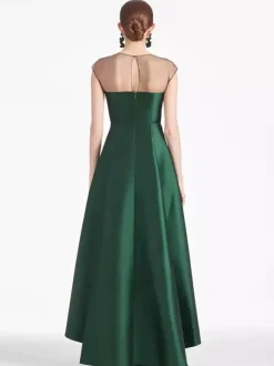 Robe de mariée pour mère de la mariée décolleté illusion sans manches coupe A plissée robes d'invitées de mariage