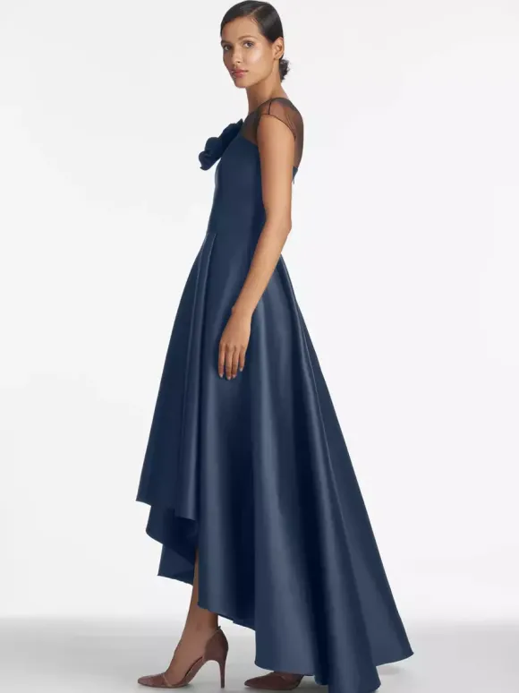 Robe de mariée pour mère de la mariée décolleté illusion sans manches coupe A plissée robes d'invitées de mariage
