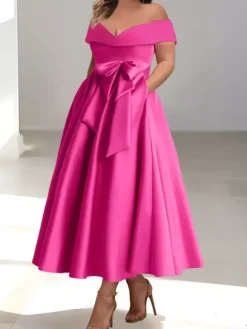 Robe de mariée pour mère épaules dénudées sans manches ligne a robes d'invitées de mariage