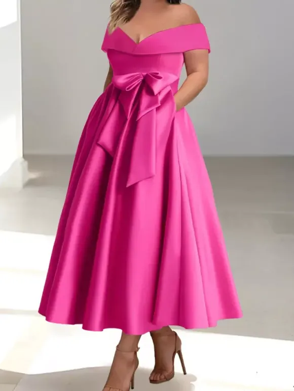 Robe de mariée pour mère épaules dénudées sans manches ligne a robes d'invitées de mariage