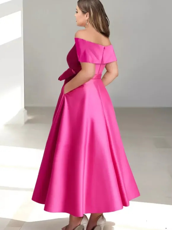 Robe de mariée pour mère épaules dénudées sans manches ligne a robes d'invitées de mariage
