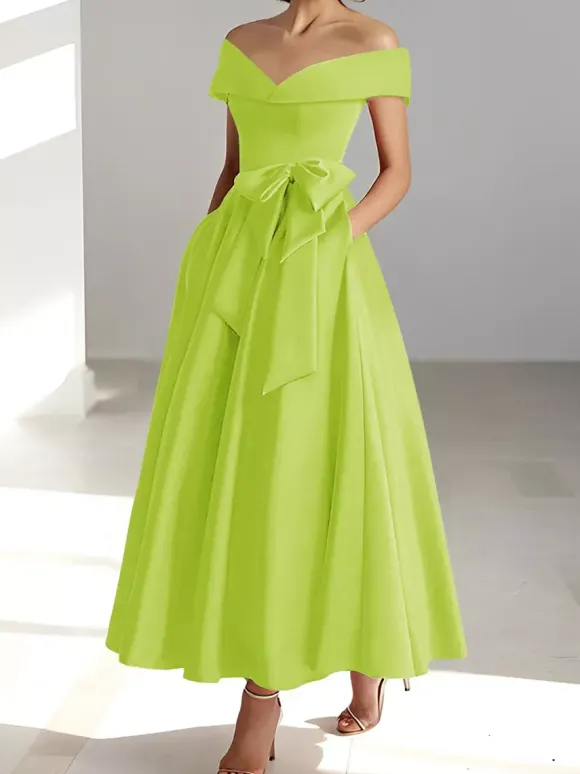 Robe de mariée pour mère épaules dénudées sans manches ligne a robes d'invitées de mariage