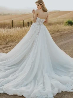 Robe de mariée princesse 2026 A-ligne avec train chérie cou sans manches dentelle robes de mariée personnalisation gratuite