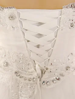 Robe de mariée princesse bustier décoré des pailletes laçage sur dos