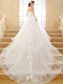 Robe de mariée princesse bustier décoré des pailletes laçage sur dos