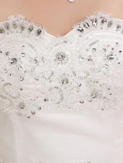 Robe de mariée princesse bustier décoré des pailletes laçage sur dos