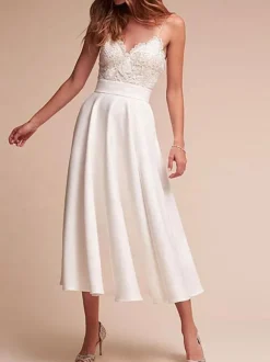 Robe de mariée simple à bretelle zip ou laçage sur dos jupe plissé robe de mariage