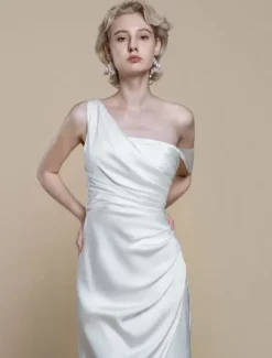 Robe de mariée simple à décolleté sirène sans manches en dentelle 20 cm