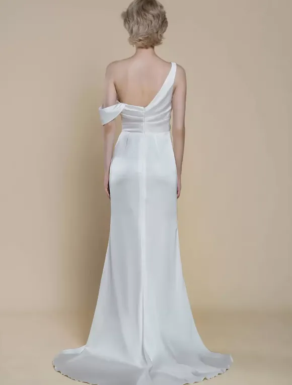 Robe de mariée simple à décolleté sirène sans manches en dentelle 20 cm