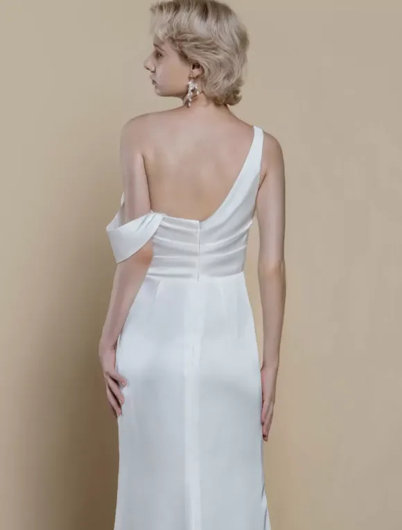 Robe de mariée simple à décolleté sirène sans manches en dentelle 20 cm