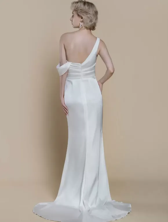 Robe de mariée simple à décolleté sirène sans manches en dentelle 20 cm