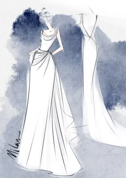 Robe de mariée simple à encolure sirène sans manches avec perles 60 cm