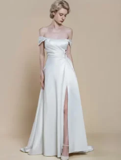 Robe de mariée simple robe de bal décolleté sans manches perles 20 cm