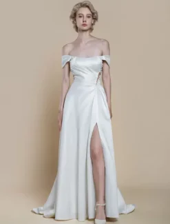 Robe de mariée simple robe de bal décolleté sans manches perles 20 cm