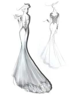 Robe de mariée sirène en dentelle robe de mariée bustier à manches longues