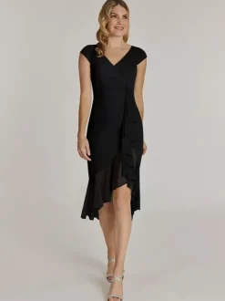 Robe de mère col en V manches courtes robes d'invitées de mariage plissées courtes
