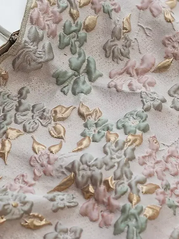 Robe de mère décolleté travaillé manches courtes coupe trapèze ceinture robe d'invitée de mariage