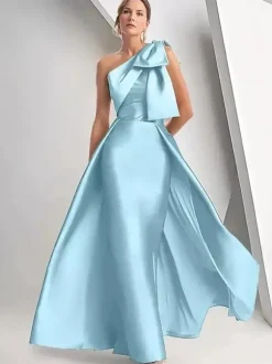 Robe de mère de la mariée décolleté travaillé sans manches coupe trapèze n艙uds robe d'invitée de mariage
