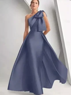 Robe de mère de la mariée décolleté travaillé sans manches coupe trapèze n艙uds robe d'invitée de mariage