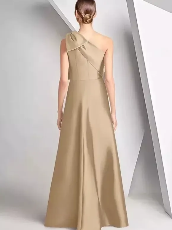 Robe de mère de la mariée décolleté travaillé sans manches coupe trapèze n艙uds robe d'invitée de mariage
