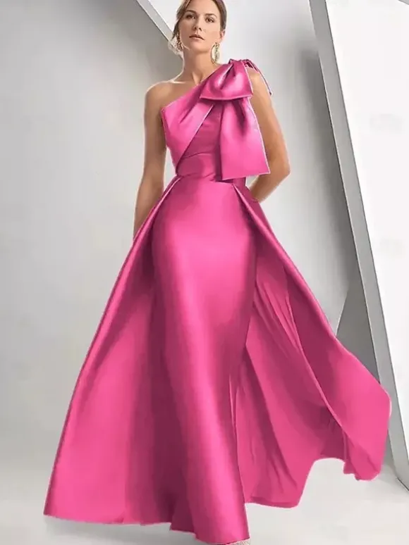 Robe de mère de la mariée décolleté travaillé sans manches coupe trapèze n艙uds robe d'invitée de mariage