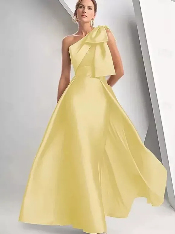 Robe de mère de la mariée décolleté travaillé sans manches coupe trapèze n艙uds robe d'invitée de mariage
