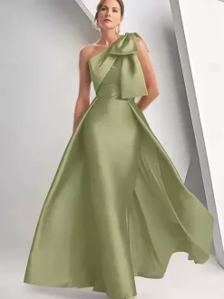 Robe de mère de la mariée décolleté travaillé sans manches coupe trapèze n艙uds robe d'invitée de mariage