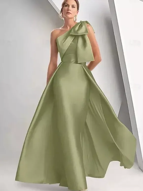 Robe de mère de la mariée décolleté travaillé sans manches coupe trapèze n艙uds robe d'invitée de mariage