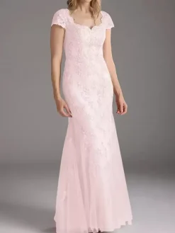 Robe de mère de la mariée en dentelle avec superposition de tulle robe de soirée de mariage longue style sirène