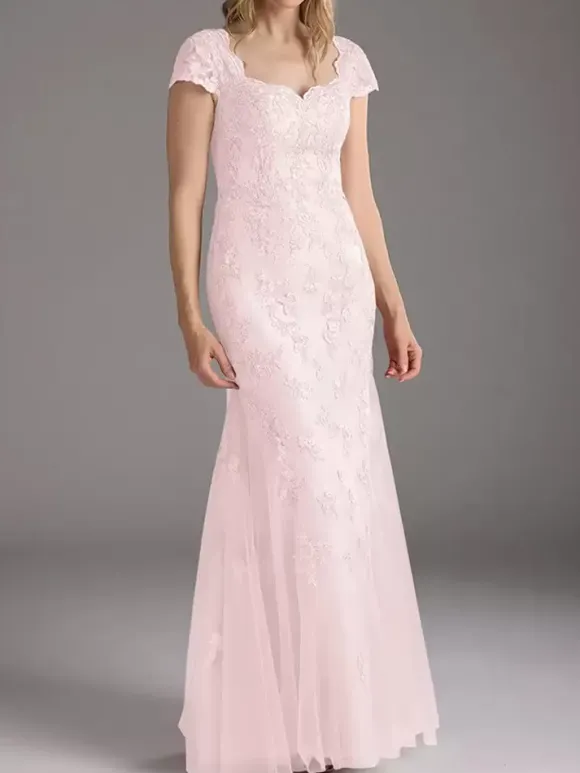 Robe de mère de la mariée en dentelle avec superposition de tulle robe de soirée de mariage longue style sirène