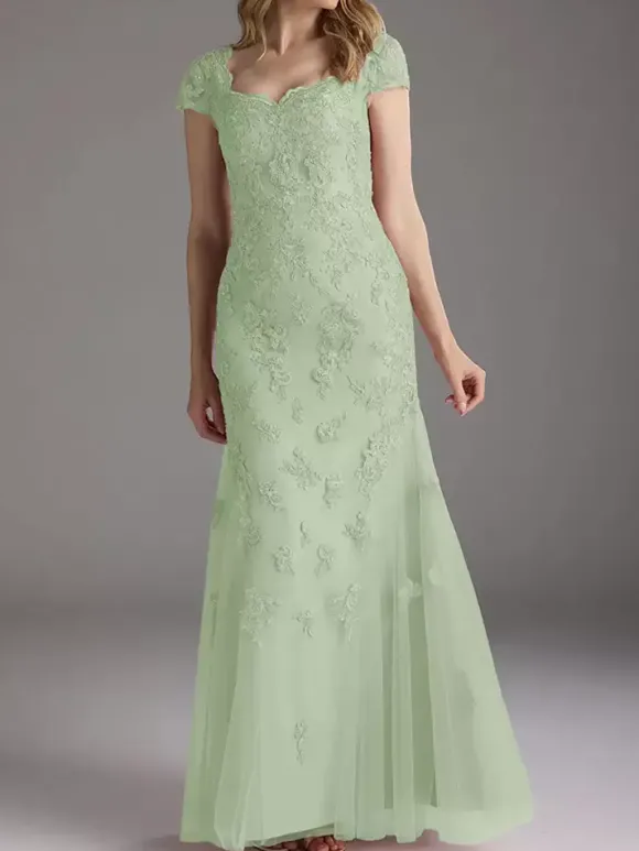 Robe de mère de la mariée en dentelle avec superposition de tulle robe de soirée de mariage longue style sirène