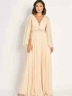 Robe de mère de mariée col en v sans manches ligne a ceinture robes d'invitées pour mariage