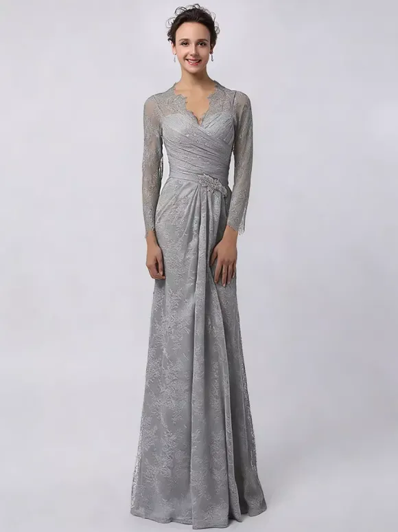 Robe de mère de mariée manche longue transparente au sol robe de cocktail de mariage