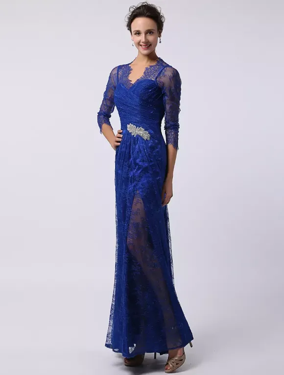 Robe de mère de mariée manche longue transparente au sol robe de cocktail de mariage