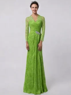 Robe de mère de mariée manche longue transparente au sol robe de cocktail de mariage
