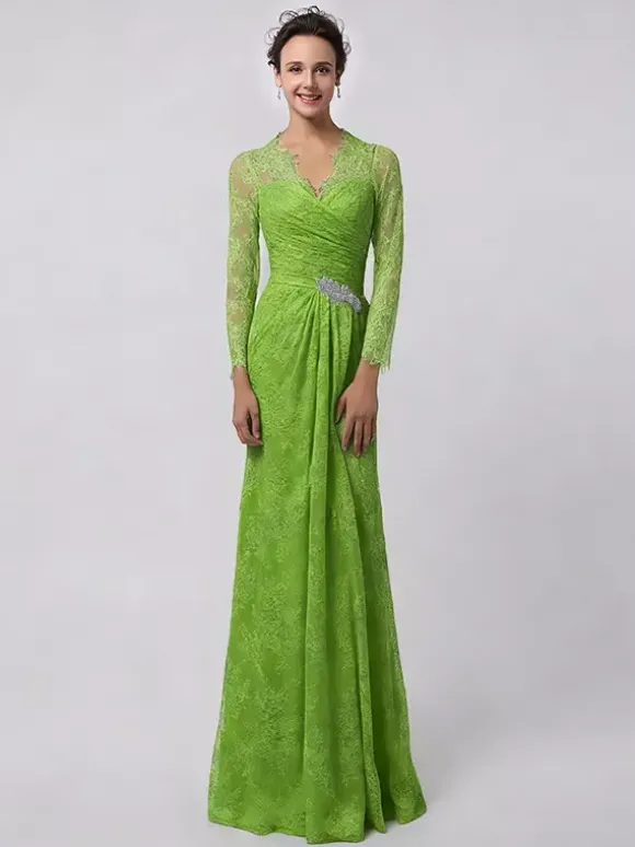 Robe de mère de mariée manche longue transparente au sol robe de cocktail de mariage