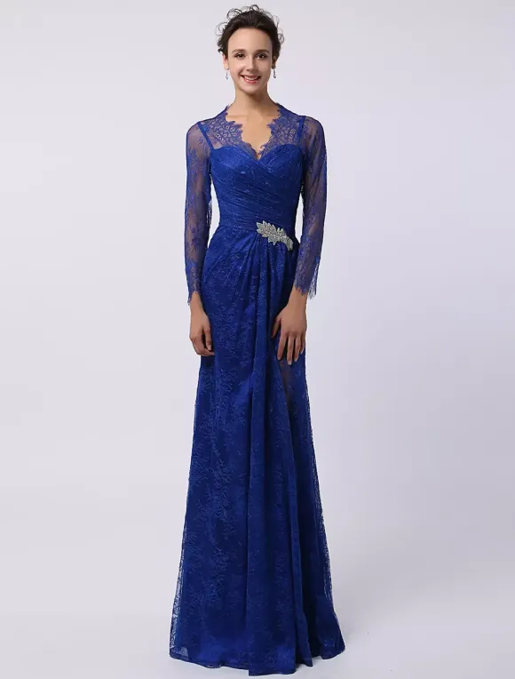 Robe de mère de mariée manche longue transparente au sol robe de cocktail de mariage