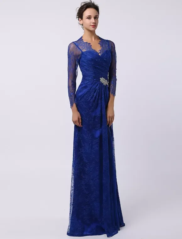 Robe de mère de mariée manche longue transparente au sol robe de cocktail de mariage