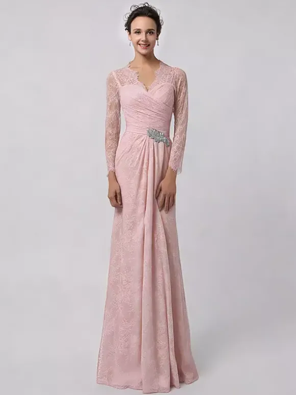 Robe de mère de mariée manche longue transparente au sol robe de cocktail de mariage