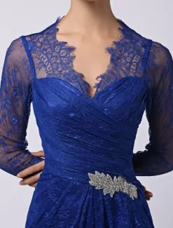 Robe de mère de mariée manche longue transparente au sol robe de cocktail de mariage