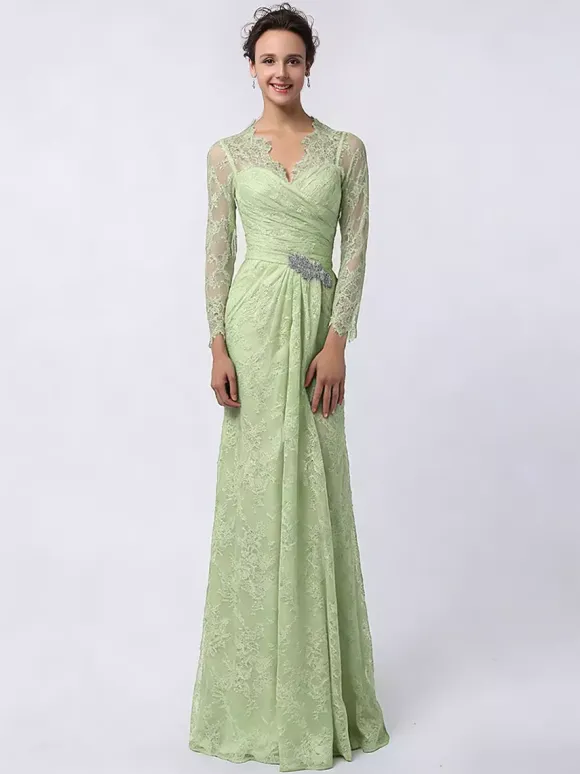 Robe de mère de mariée manche longue transparente au sol robe de cocktail de mariage