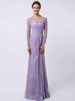 Robe de mère de mariée manche longue transparente au sol robe de cocktail de mariage