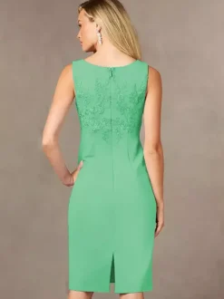 Robe de mère de mariée robe d'invitée de mariage deux pièces col rond longueur au genou