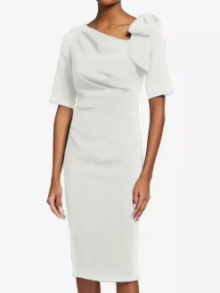 Robe de mère de mariée robe d'invitée de mariage décolleté demi manches au genou